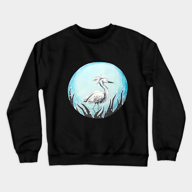 Snowy Egret Crewneck Sweatshirt by Lady Lilac